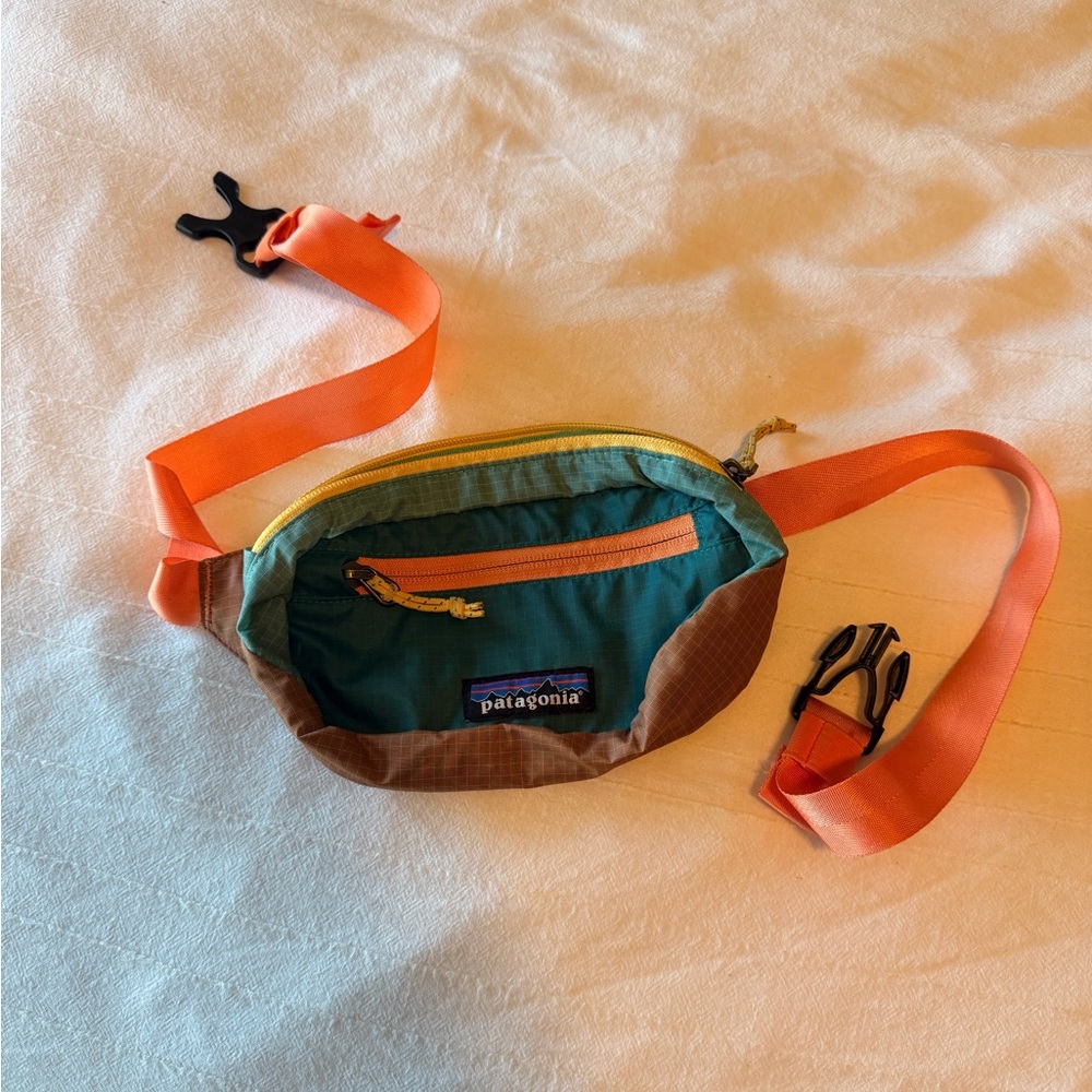 Patagonia Orange and Green Mini Hip Pack, EUC